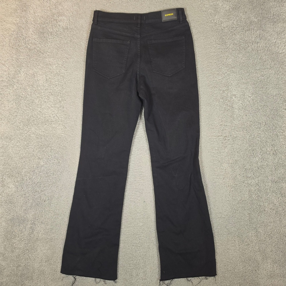 Express 90s Bootcut Jeans Womens 6R Black New High Rise Raw Hem Distressed - Picture 3 of 10